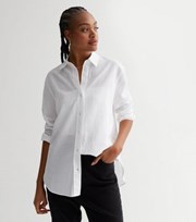 New Look Tall White Linen-Look Long Sleeve Shirt